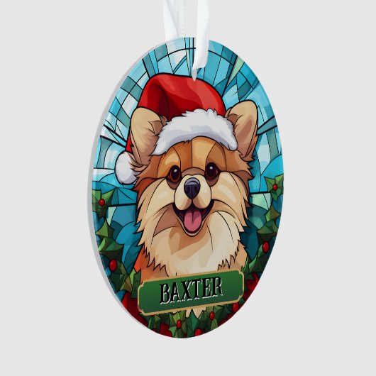 Personalisierter Spitz aus Hartglas Ornament (Vorderseite)