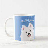 Personalisierter Spitz Hund, Samoyed, Eskimo Welpe Kaffeetasse (Links)