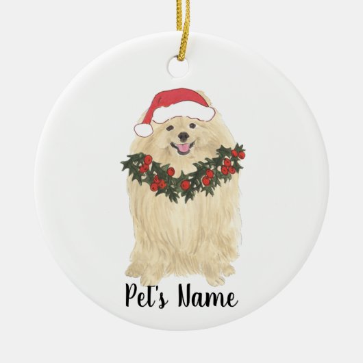 Personalisierter Spitz Keramik Ornament (Vorne)