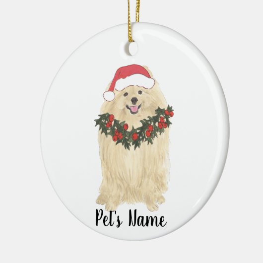 Personalisierter Spitz Keramik Ornament (Links)