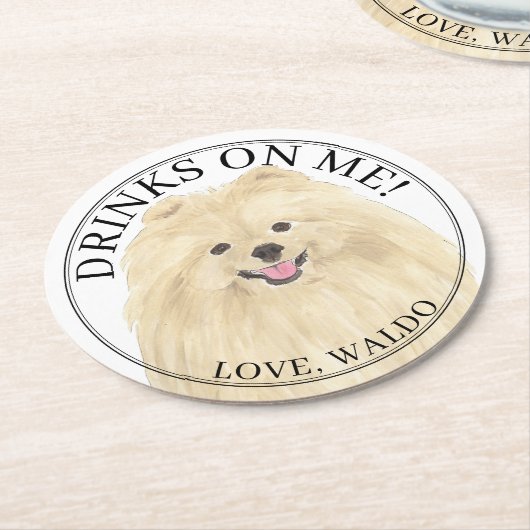 Personalisierter Spitz Runder Pappuntersetzer (Angewinkelt)