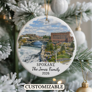 Personalisierter Spokane-Schmuck, Benutzerdefinier Keramik Ornament