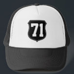 Personalisierter Sport bedeckt | Hut mit Nr. 71 Truckerkappe<br><div class="desc">Personalisierter Sport bedeckt | Hut mit kundenspezifischer Jerseyzahl wie 71 mit einer Kappe. Geburtsjahr 1971 Geburtstag. Stellen Sie Ihre eigene Kappe für Jungen und Mädchen her. Großartige Idee für s-Sportteams mögen Baseball und Softball. Personalisiertes Logoemblemschild mit mit Monogramm Initiale für Mannfrauen und verfügbar in vielen Farben.</div>