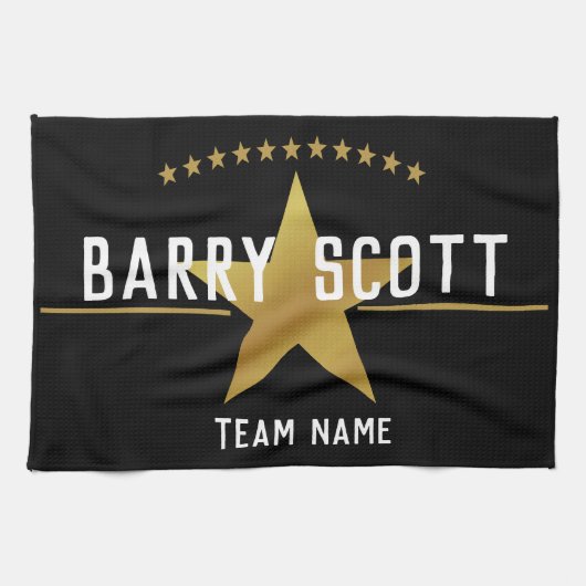 Personalisierter Sportlerdruck – Gold Star Auszeic Geschirrtuch (Horizontal)