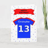 Personalisierter Sporttee 13. Geburtstag Karte (Vorderseite)