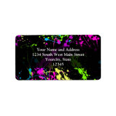 Personalisierter Spritzer Schwarz/Neon Adressaufkleber (Vorne)