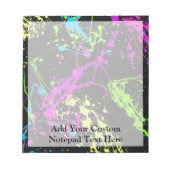 Personalisierter Spritzer Schwarz/Neon Notizblock (Vorderseite)