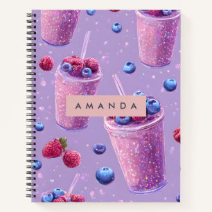 Personalisierter sprudelnder Beeren-Glück-Purple-S Notizblock
