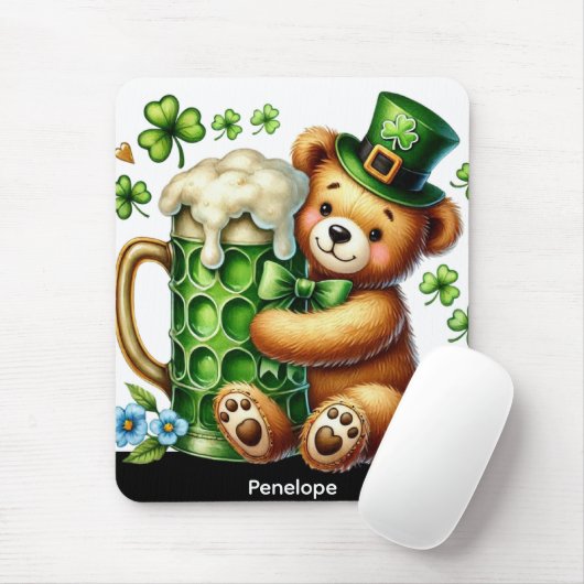 Personalisierter St. Patrick's Day Bär Mousepad (Mit Mouse)