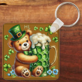 Personalisierter St. Patrick's Day Bär  Schlüsselanhänger (Rückseite)