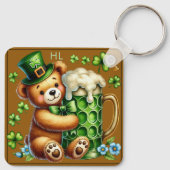 Personalisierter St. Patrick's Day Bär  Schlüsselanhänger (Rückseite)
