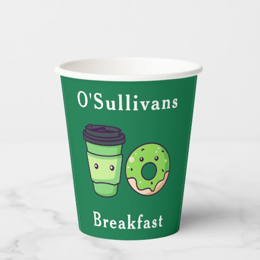 Personalisierter St. Patrick's Day Donut Coffee Pappbecher (Vorderseite)