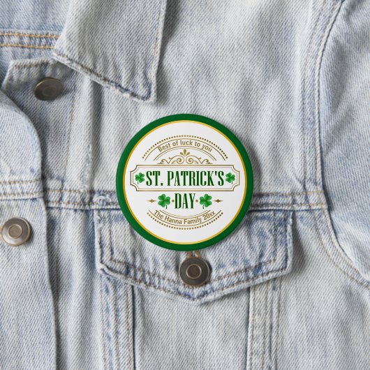 Personalisierter St. Patrick's Day I Glück der Ire Button (Beispiel)