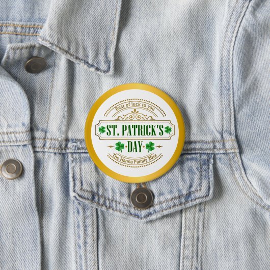 Personalisierter St. Patrick's Day I Glück der Ire Button (Beispiel)
