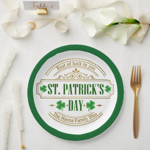 Personalisierter St. Patrick's Day I Glück der Ire Pappteller