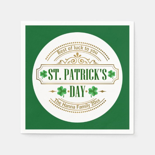 Personalisierter St. Patrick's Day I Glück der Ire Serviette (Vorderseite)