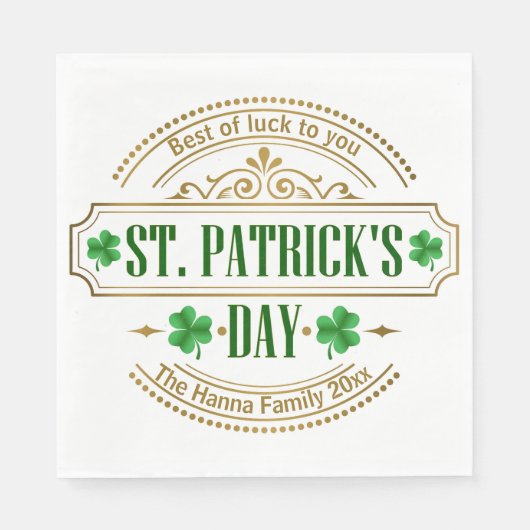 Personalisierter St. Patrick's Day I Glück der Ire Serviette (Vorderseite)