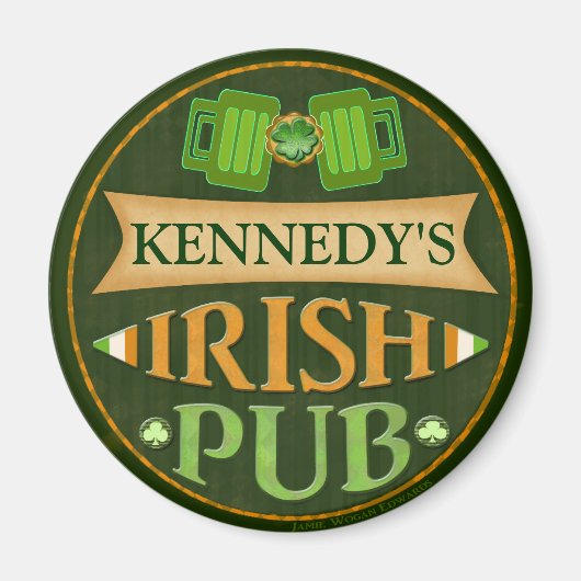 Personalisierter St. Patrick's Day Irish Pub Magne Magnet (Vorne)