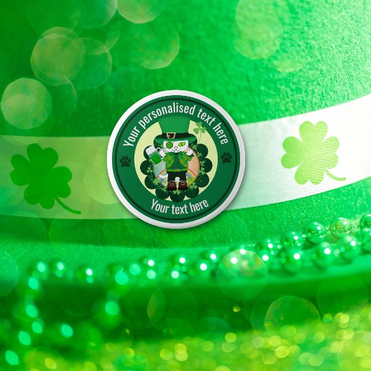 Personalisierter St. Patrick's Day Katzen-Schuhmac Button