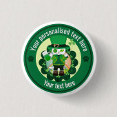 Personalisierter St. Patrick's Day Katzen-Schuhmac Button (Vorderseite)