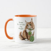 Personalisierter St. Patrick's Day Langhaarkatzenb Tasse (Links)