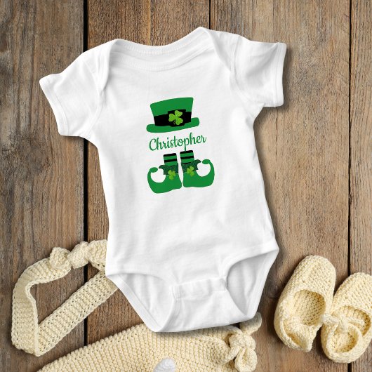 Personalisierter St. Patrick's Day Leprechaun Baby Strampler