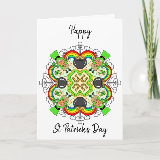 Personalisierter St. Patrick's Day Mandala Feiertagskarte (Vorderseite)