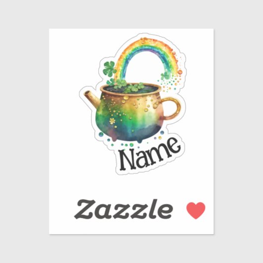 Personalisierter St. Patrick's Day Regenbogen  Aufkleber (Blatt)