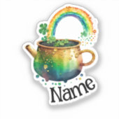 Personalisierter St. Patrick's Day Regenbogen  Aufkleber (Vorderseite)