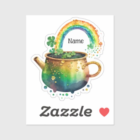 Personalisierter St. Patrick's Day Regenbogen Aufkleber (Blatt)