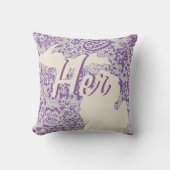 Personalisierter Staat Michigan Lila und grau flor Kissen (Vorderseite)