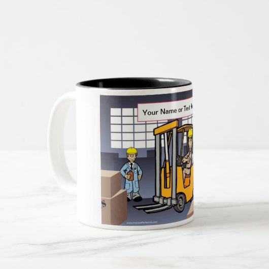 Personalisierter Stapler - Männlicher Cartoon Zweifarbige Tasse (Vorderseite Links)