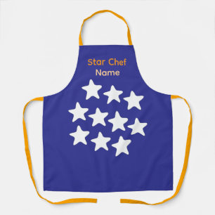 Personalisierter Star Chef Blau + Orange Gurte Schürze