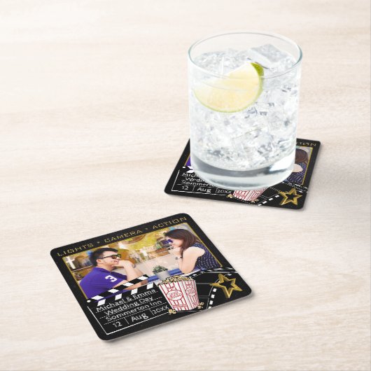 Personalisierter Star Frame Rechteckiger Pappuntersetzer (Vor Ort)