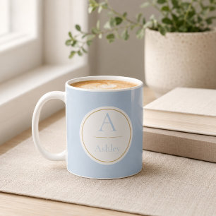 Personalisierter Staubblauer Monogramm-Name Elegan Kaffeetasse