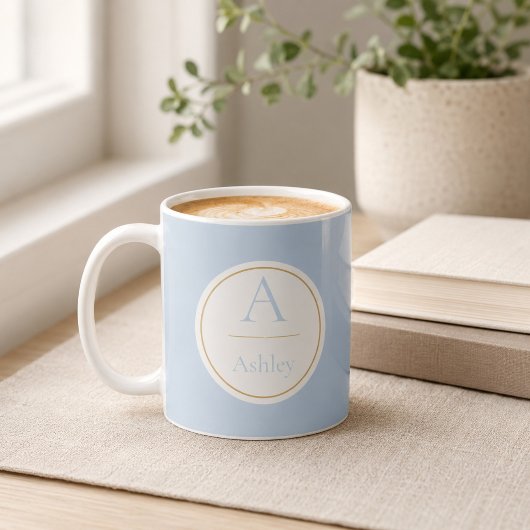 Personalisierter Staubblauer Monogramm-Name Elegan Kaffeetasse