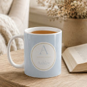 Personalisierter Staubblauer Monogramm-Name Elegan Kaffeetasse