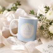 Personalisierter Staubblauer Monogramm-Name Elegan Kaffeetasse