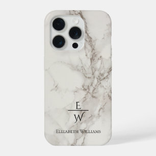 Personalisierter staubiger Schwarz-Weiß-Marmor-Gli iPhone 15 Pro Hülle