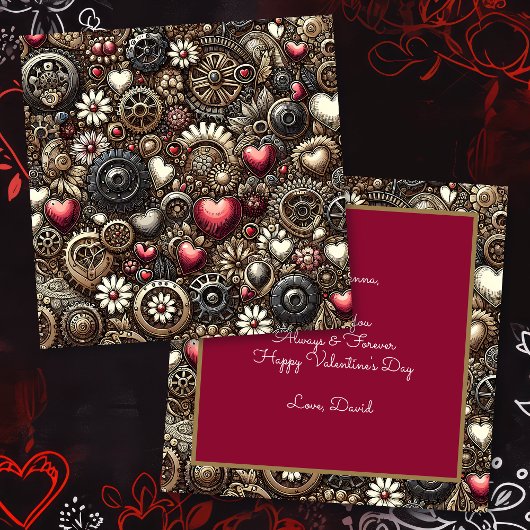 Personalisierter Steampunk Herz Valentinstag Karte