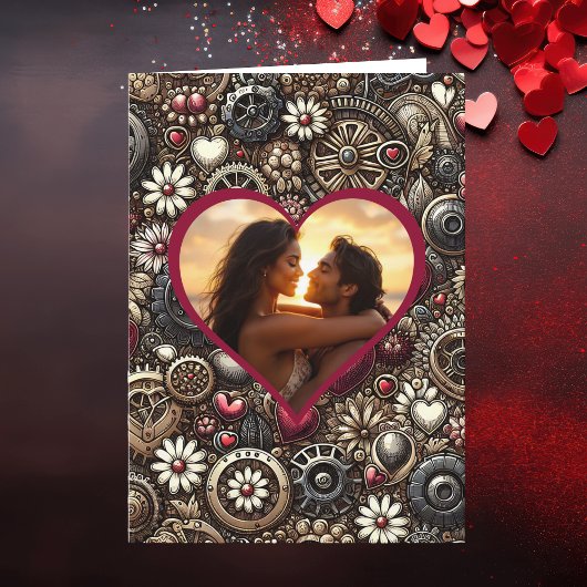 Personalisierter Steampunk Herz Valentinstag Karte