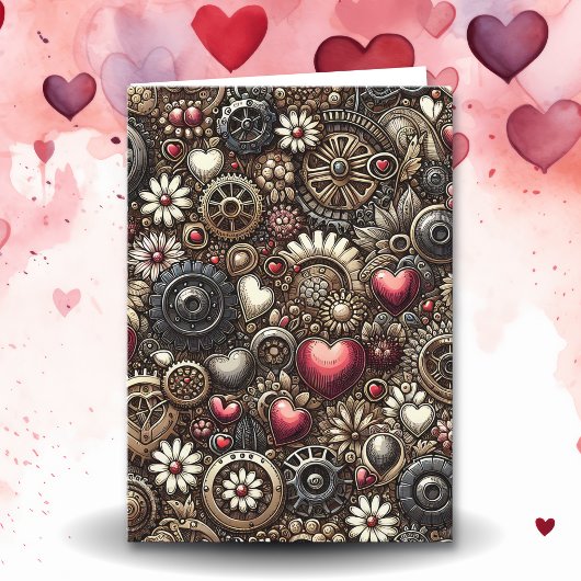 Personalisierter Steampunk Herz Valentinstag Karte