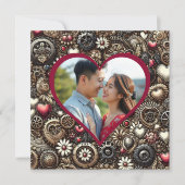 Personalisierter Steampunk Herz Valentinstag Karte (Vorderseite)