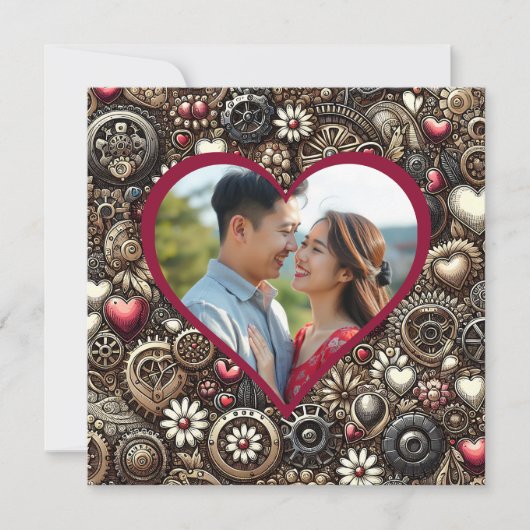 Personalisierter Steampunk Herz Valentinstag Karte (Vorderseite)