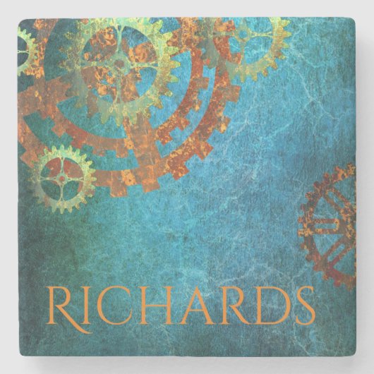 Personalisierter Steampunk Rusty Gears Stone Unter Steinuntersetzer (Vorderseite)