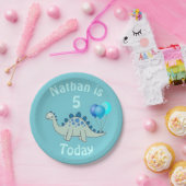 Personalisierter Stegosaurus Dinosaurier-Kindergeb Pappteller (Party)