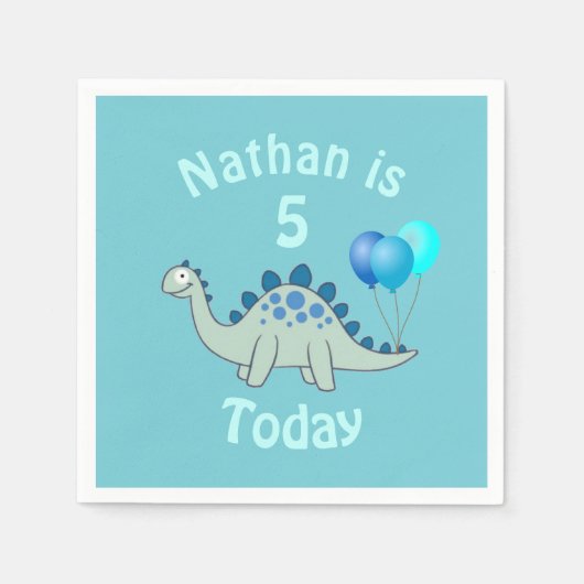 Personalisierter Stegosaurus Dinosaurier-Kindergeb Serviette (Vorderseite)