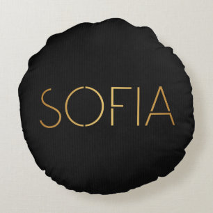 Personalisierter Stencil Schriftart Sofia Rundes Kissen