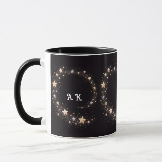 Personalisierter Stern-Spirale Anfangsbuchstabe Ge Tasse (Links)