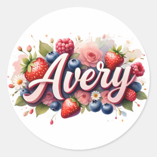 Personalisierter Sticker Avery Berry Floral Design